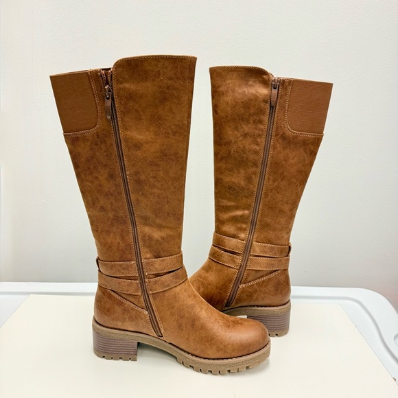 NWOT GC Shoes Jonah Lug Sole Block Heel Knee High Boots, Canel Brown | Size 8 - Picture 7 of 7